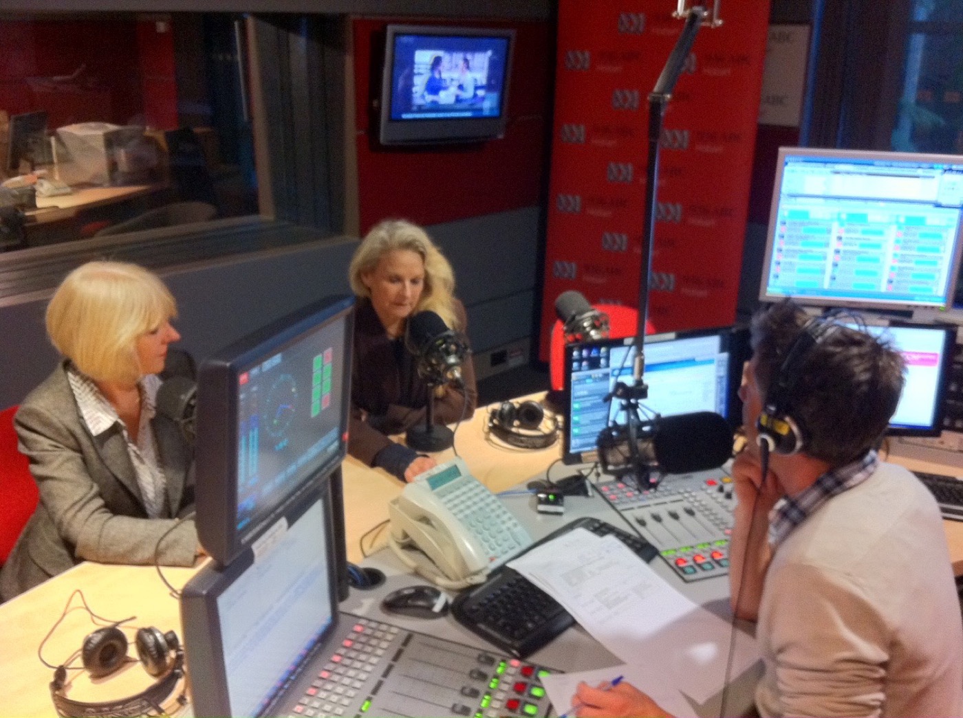 Carolyn Costin being interviewed at ABC Radio in Australia.