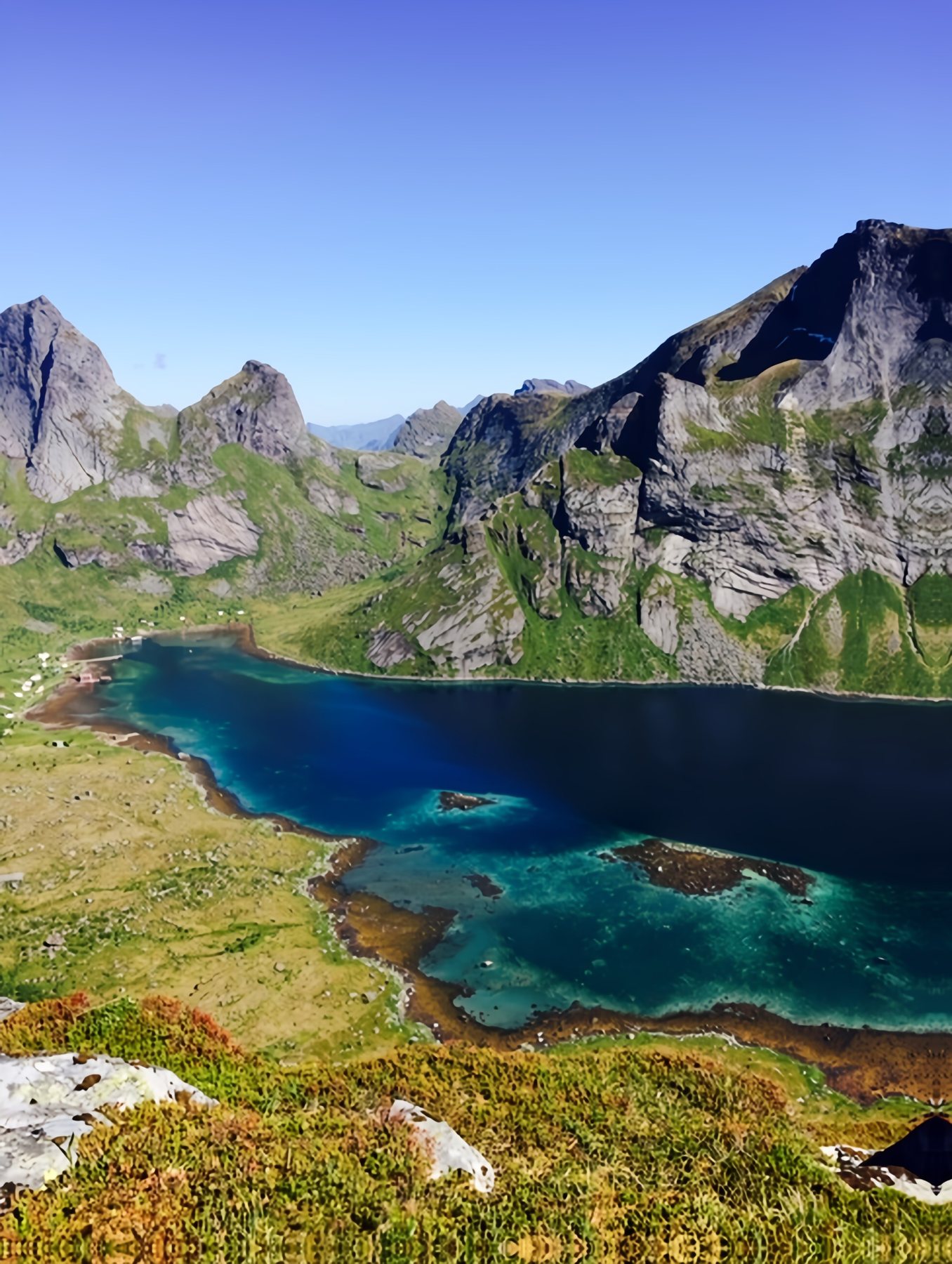 A clear fjord amongst mountains